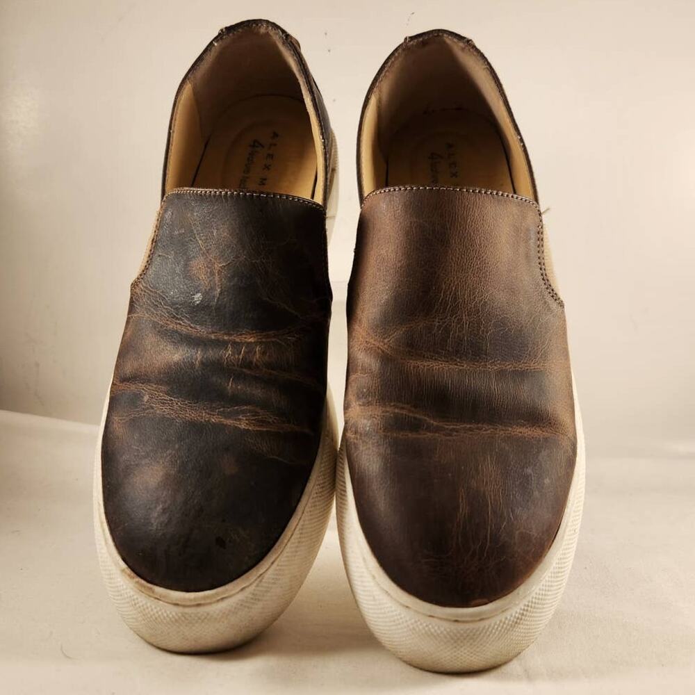 Alex Marie Women's 4 Feature Tech Brown-Leather Platform Slip-on Sneakers 6M